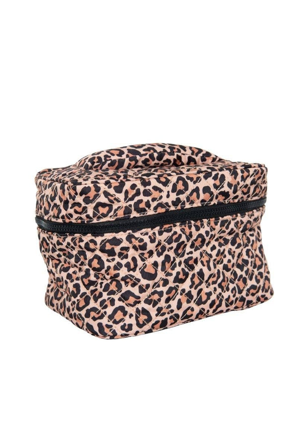Brown Leopard Travel Cosmetic Bags: Brown