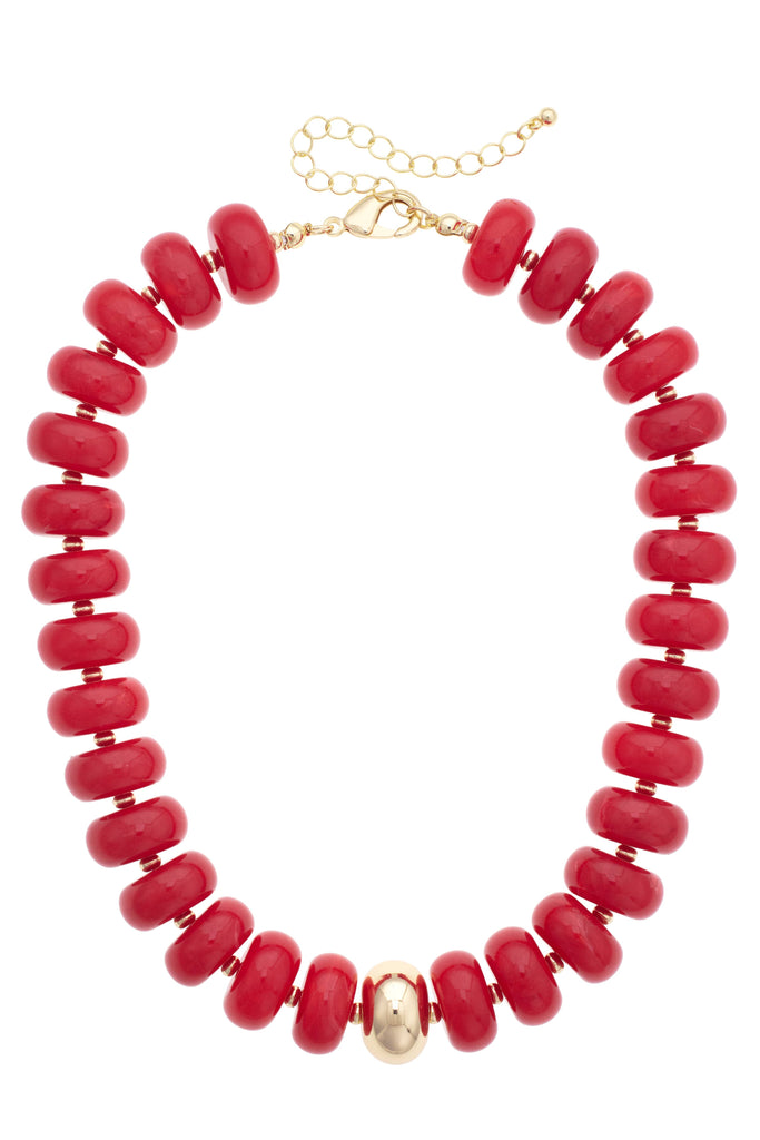 Canvas Style - San Sebastian Beaded Resin Necklace: Red