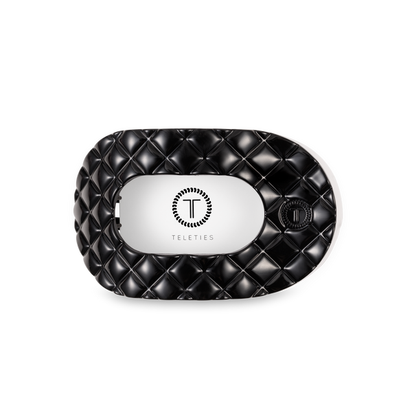 TELETIES - Flat Round Hair Clip | Medium | Jet Black Quilted