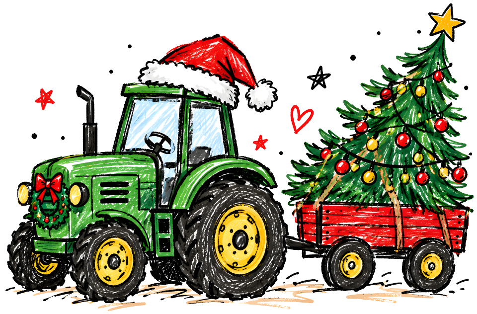 Christmas Green Tractor Short Sleeve Tee