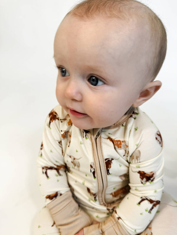 Longhorn Cows - Convertible Zip Pajamas
