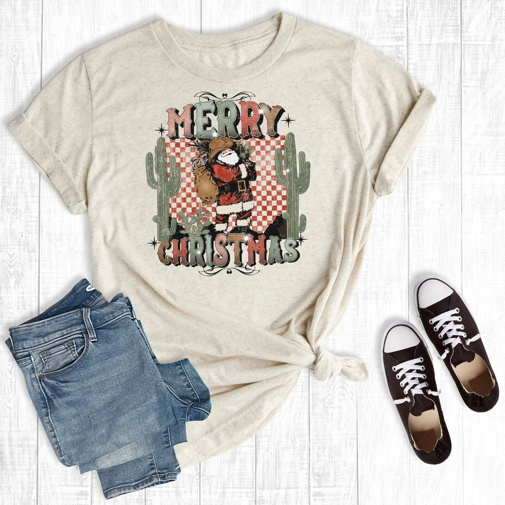 Western Santa Merry Christmas Cream