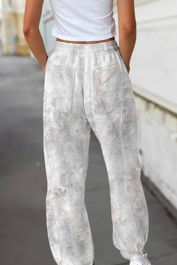 Abstract Print Drawstring Long Pants