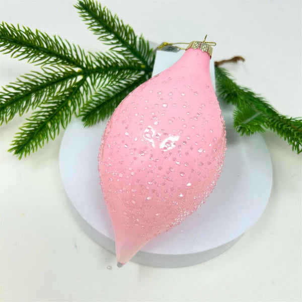 Pink Glass Iced Finial Ornament 6
