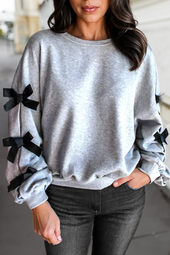 Bow Knot Decor Long Sleeve Sweatshirt