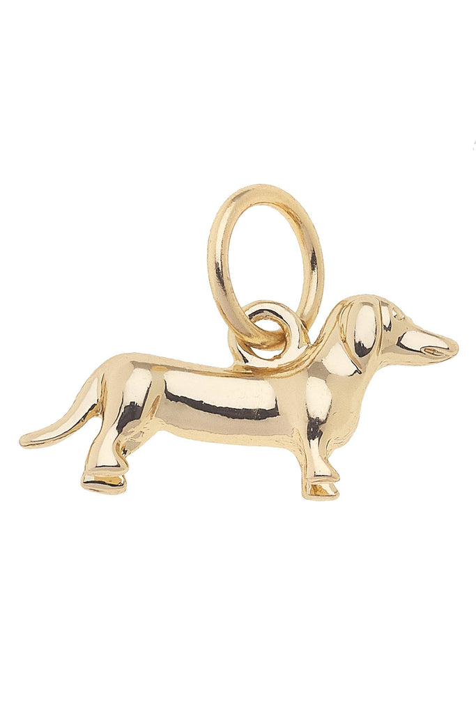 Canvas Style - Dachshund Dog Charm in Shiny Gold