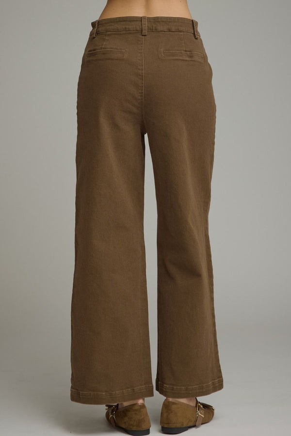 Solid Brown Wide Leg Pants