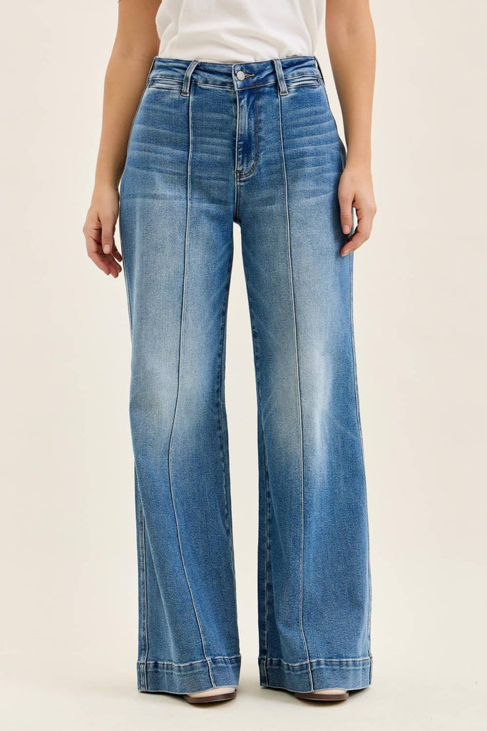 Judy Blue Jeans - HW LIZA Multi Inseam Palazzo w/ Shield Pkts MD Classic Fade: MD - SHORT / 5(27)
