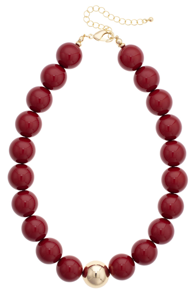 Canvas Style - Marjorie Game Day Beaded Necklace: Crimson