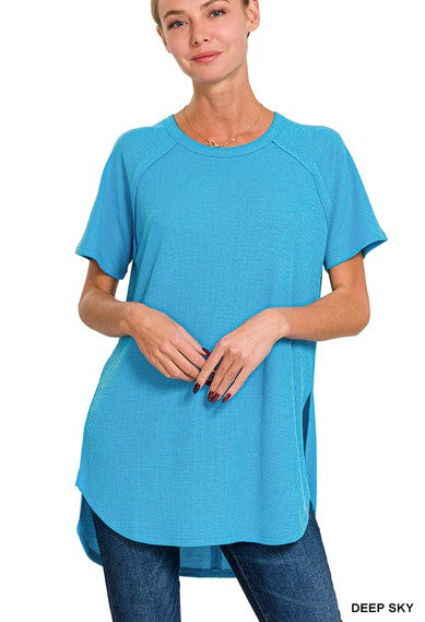 Melange Baby Waffle Short Sleeve Top