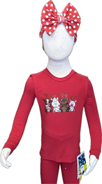 Kickee Pants Pajama Set - Crimson Farm Animals