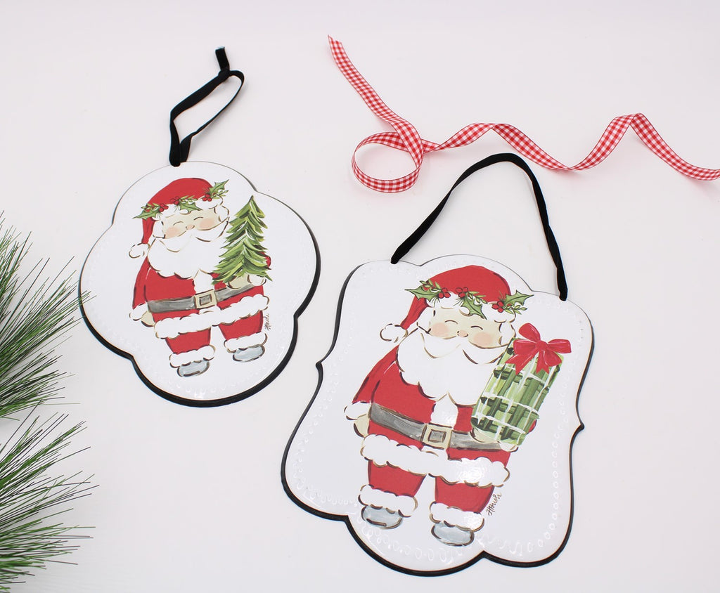 Santa holding Tree Metal Sign