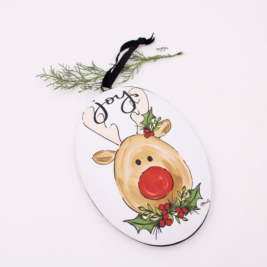 Reindeer Oval Metal Disc Ornament
