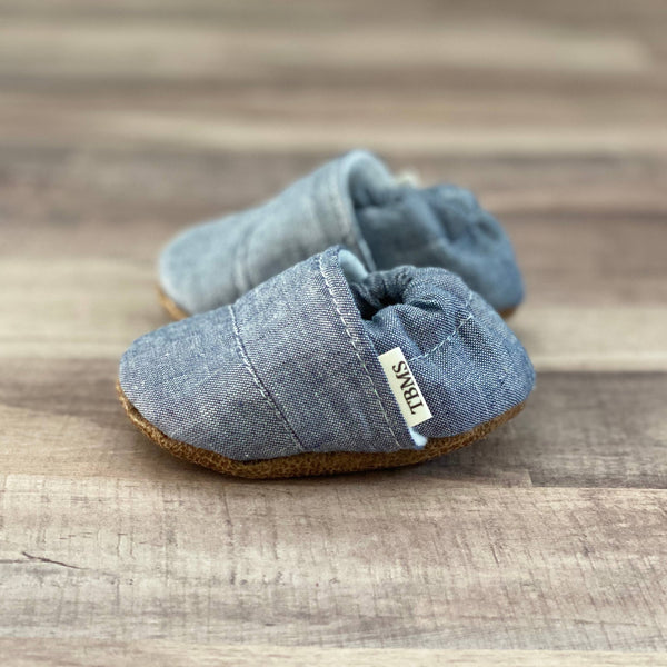 Blue Linen Moccasins - Matarow