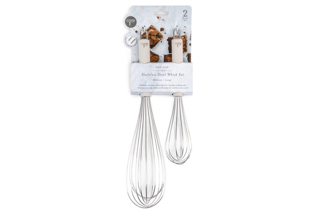2Pc Stainless Steel Whisk W/ Rubberized