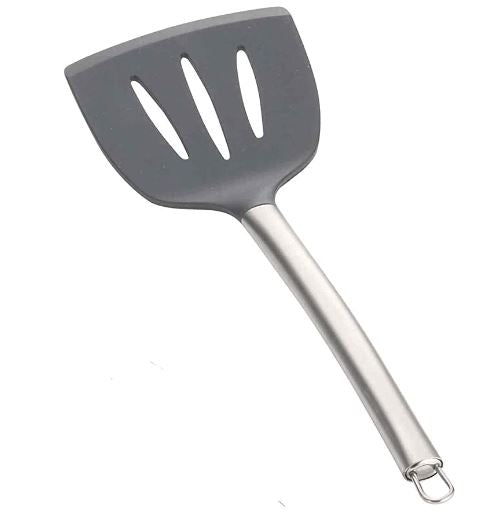 Slotted Silicone Wide Spatula, Stainless Steel Handle