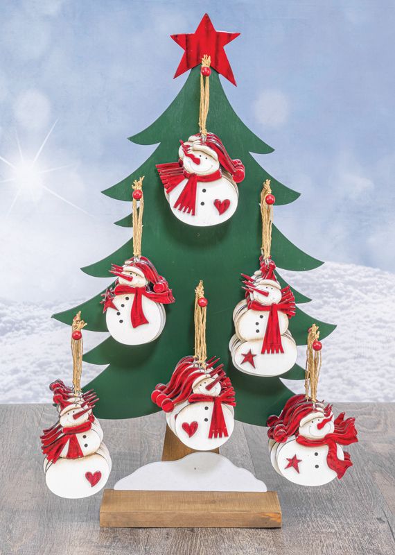 RED SCARF SNOWMAN ORNAMENT