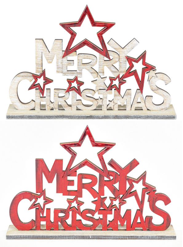 MERRY CHRISTMAS STAR WOOD TABLETOP