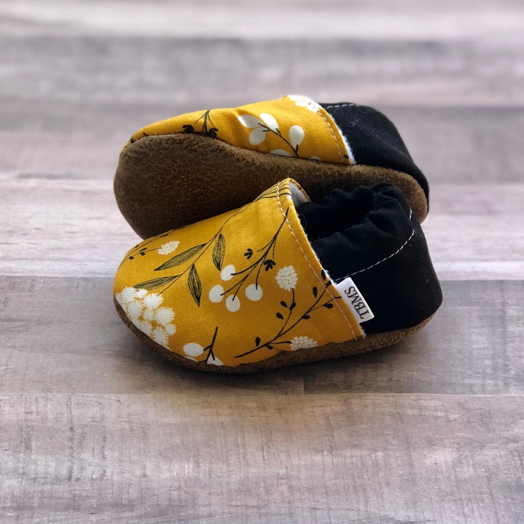 Mustard Floral Moccasins