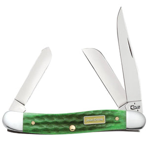 John Deere Corn Cob Jig Bright Green Bone Medium Stockman with Sheepfoot No. 15706