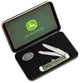 Case John Deere Gift Set Smooth Natural Bone with Green Color Wash Trapper (in Jewel Box) No. 15764
