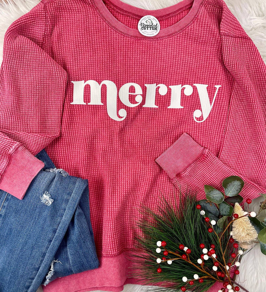 Merry Waffle Long Sleeve Top