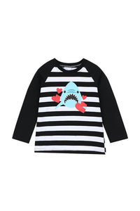 Stripe shark heart shirt