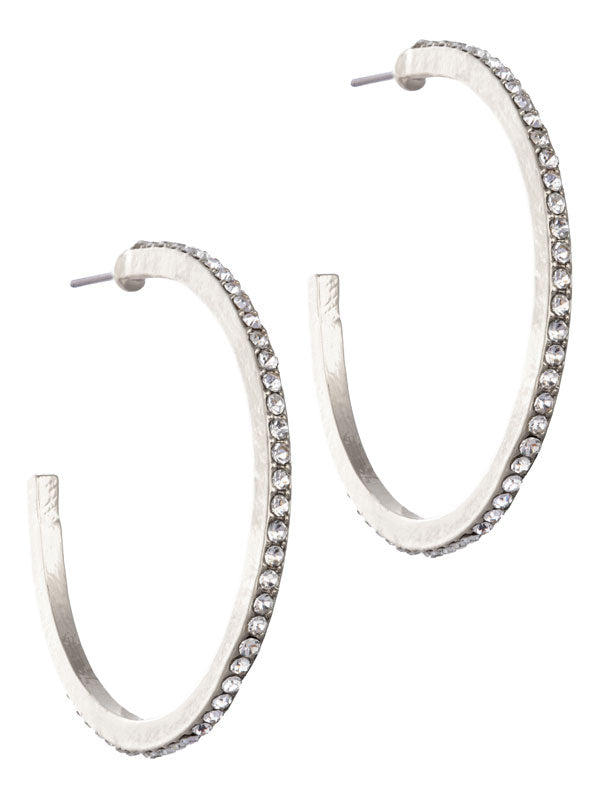 LAURA JANELLE Large Crystal Hoop Earrings