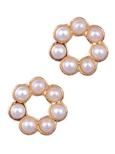 LAURA JANELLE PEARL WREATH STUD EARRINGS