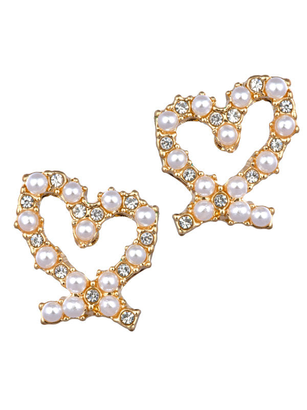 LAURA JANELLE PEARL CRYSTAL HEART STUD EARRINGS