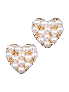 LAURA JANELLE PEARL HEART STUD EARRINGS