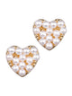 LAURA JANELLE PEARL HEART STUD EARRINGS
