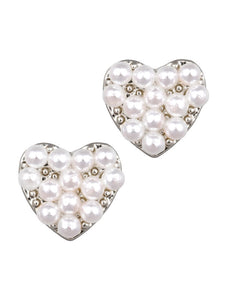 LAURA JANELLE PEARL HEART STUD EARRINGS