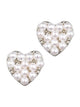 LAURA JANELLE PEARL HEART STUD EARRINGS