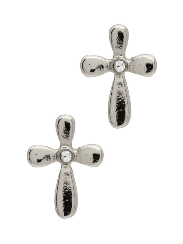LAURA JANELLE ROUND CROSS STUD EARRINGS - Steel Grace