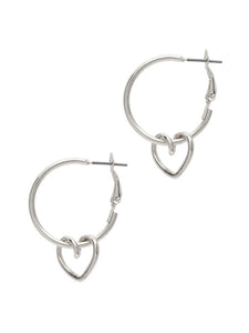LAURA JANELLE HOOP & HEART CHARM EARRINGS