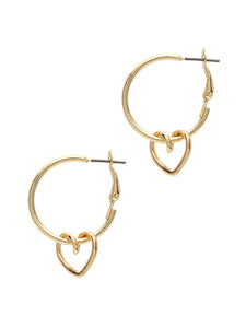 LAURA JANELLE HOOP & HEART CHARM EARRINGS