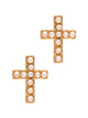 LAURA JANELLE GOLD PEARL CROSS STUD EARRINGS