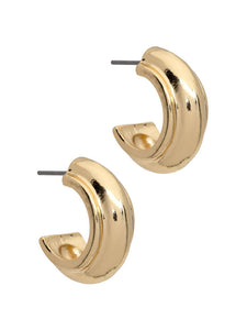 LAURA JANELLE GOLD WIDE RIDGED HOOP EARRINGS