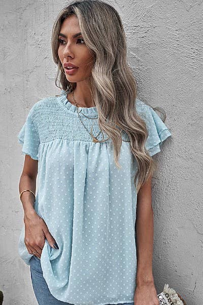 Tiered Sleeve Dotted Top