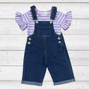 Denim Overalls with Lilac Top