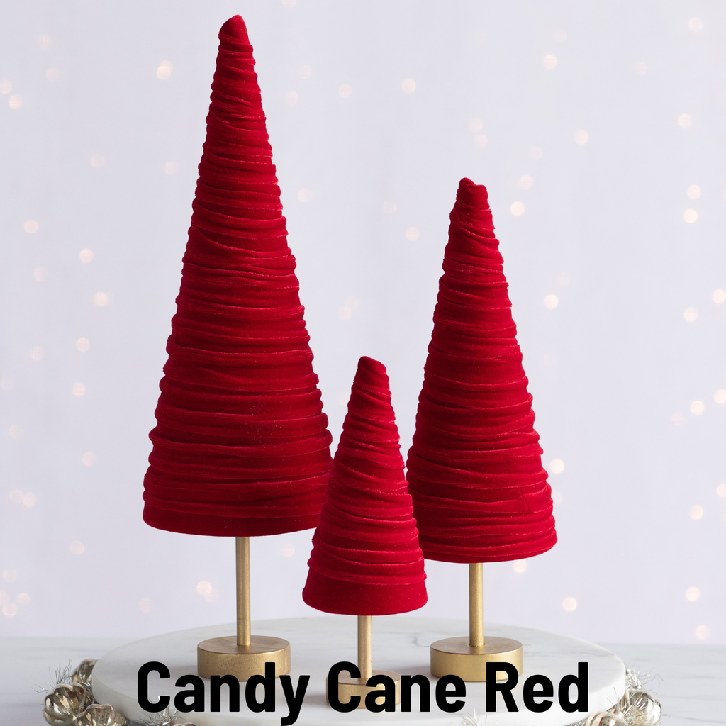 Handmade Pedestal Velvet Trees - Red