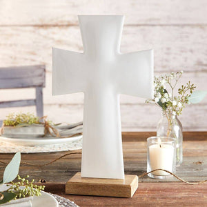 10" Enamel Cross White