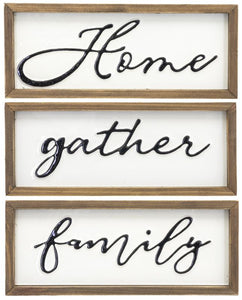 Script Home Wall Art 3 Assorted