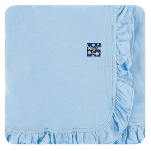 Kickee Basic Ruffle Stroller Blanket in Pond