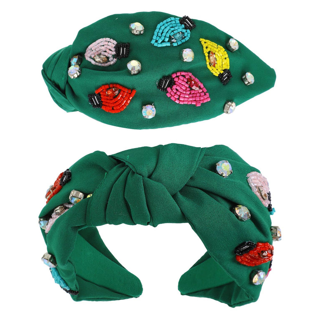 Christmas Lights Jeweled Knotted Headband