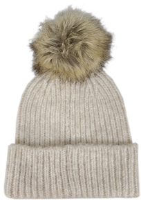 C.C. Beanie with Faux Fur Pom Collection - See Colors