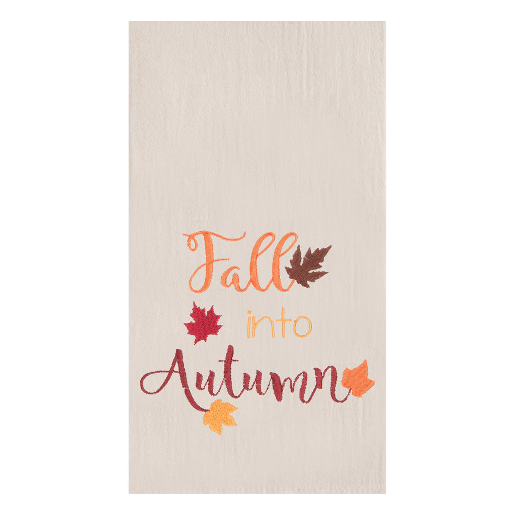 Fall Into Autumn Embroidered Flour Sack Kitchen Towel - Matarow