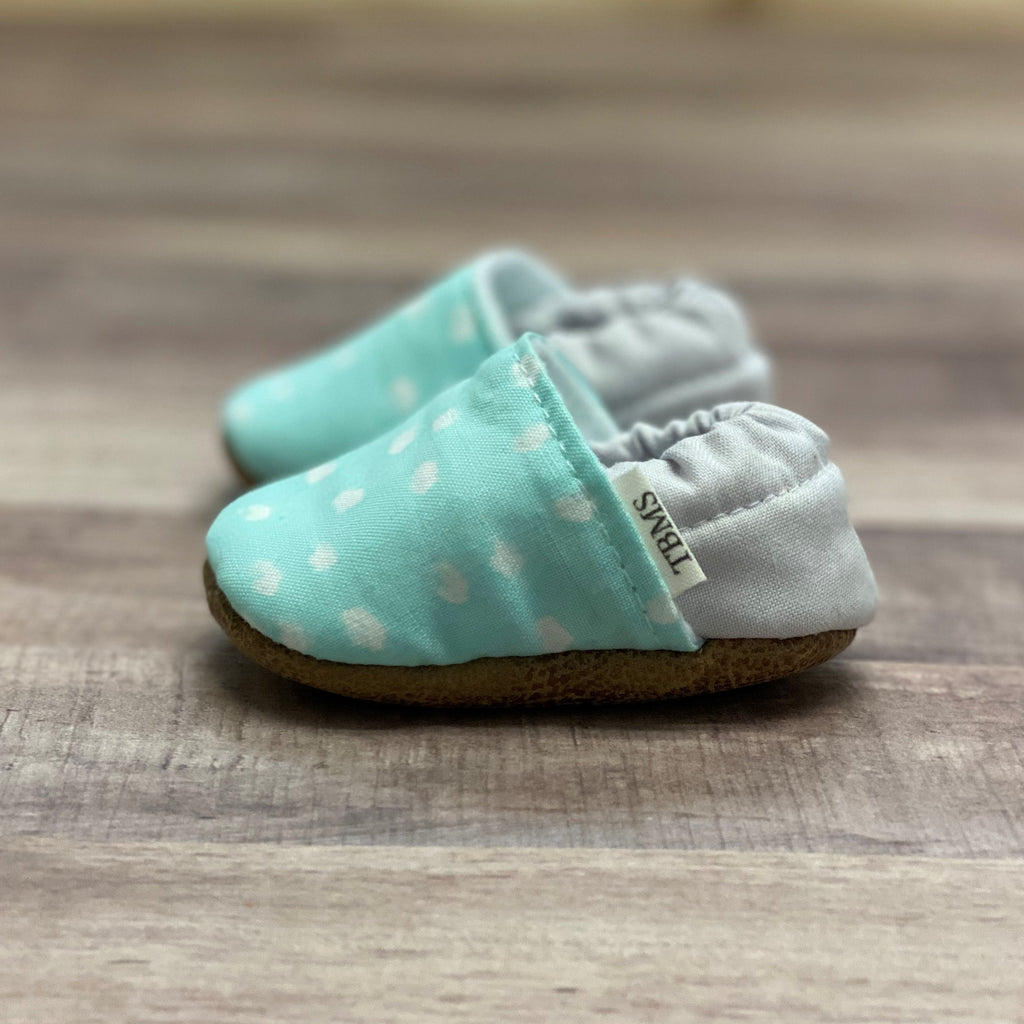 Pastel Blue Dot Moccasins