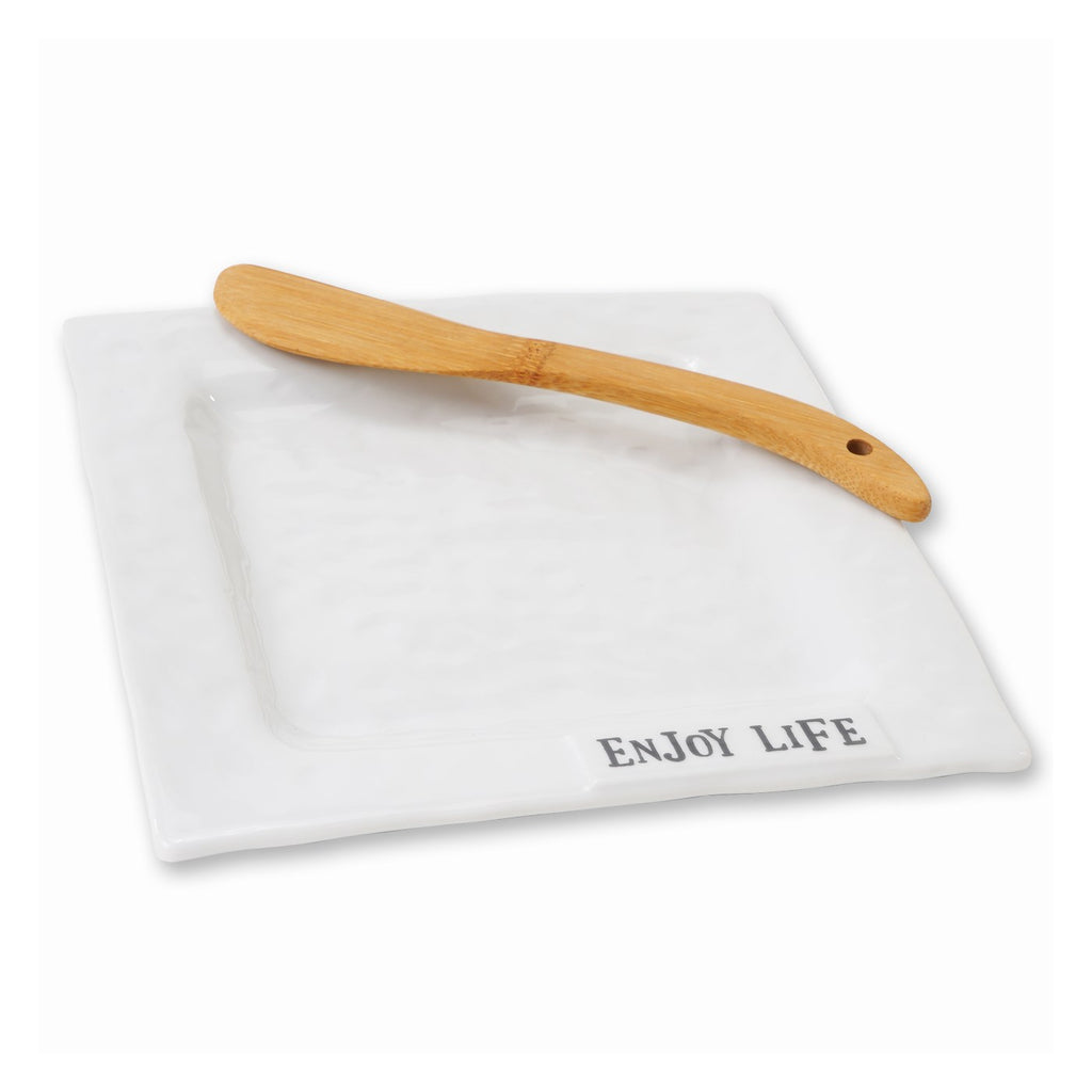 Enjoy Life Plate with Wooden Spoon